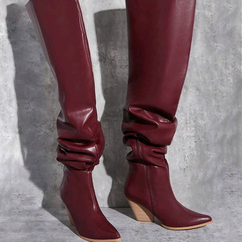 Elegant Burgundy Knee-High Boots